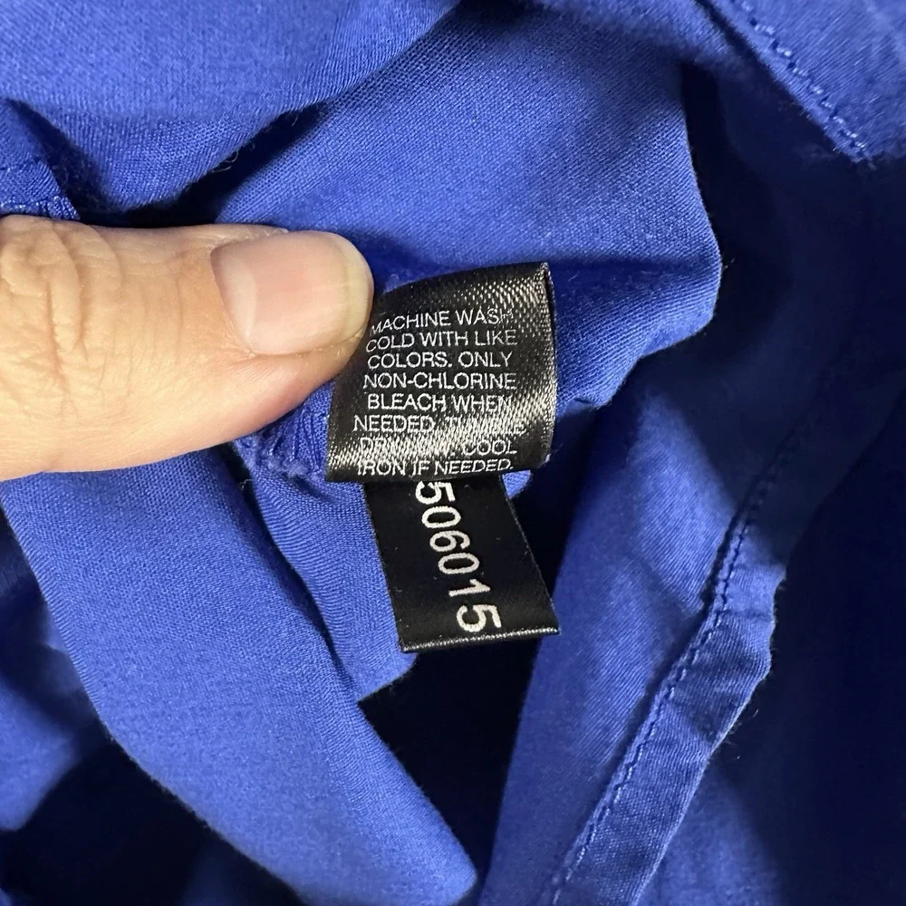 Express Button Up Blouse. Women's S. Royal Blue. V-Neck. Cuff Detail. - Picture 7 of 8